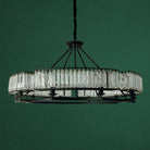 Decorative 6/ 8/ 10/ 12 - Light Crystal Ceiling Chandelier Triangular Prism Island Light Fixture Metal Shade for Living Room - 2 Layers/ 12+6 Lights/ D41.3"*H29.5"/37kgCoffeeWarm LightBlushlighting
