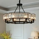 Decorative 6/ 8/ 10/ 12 - Light Crystal Ceiling Chandelier Triangular Prism Island Light Fixture Metal Shade for Living Room - 8 Lights/ D31.5"*H20.1"/24.3kgBlackWarm LightBlushlighting