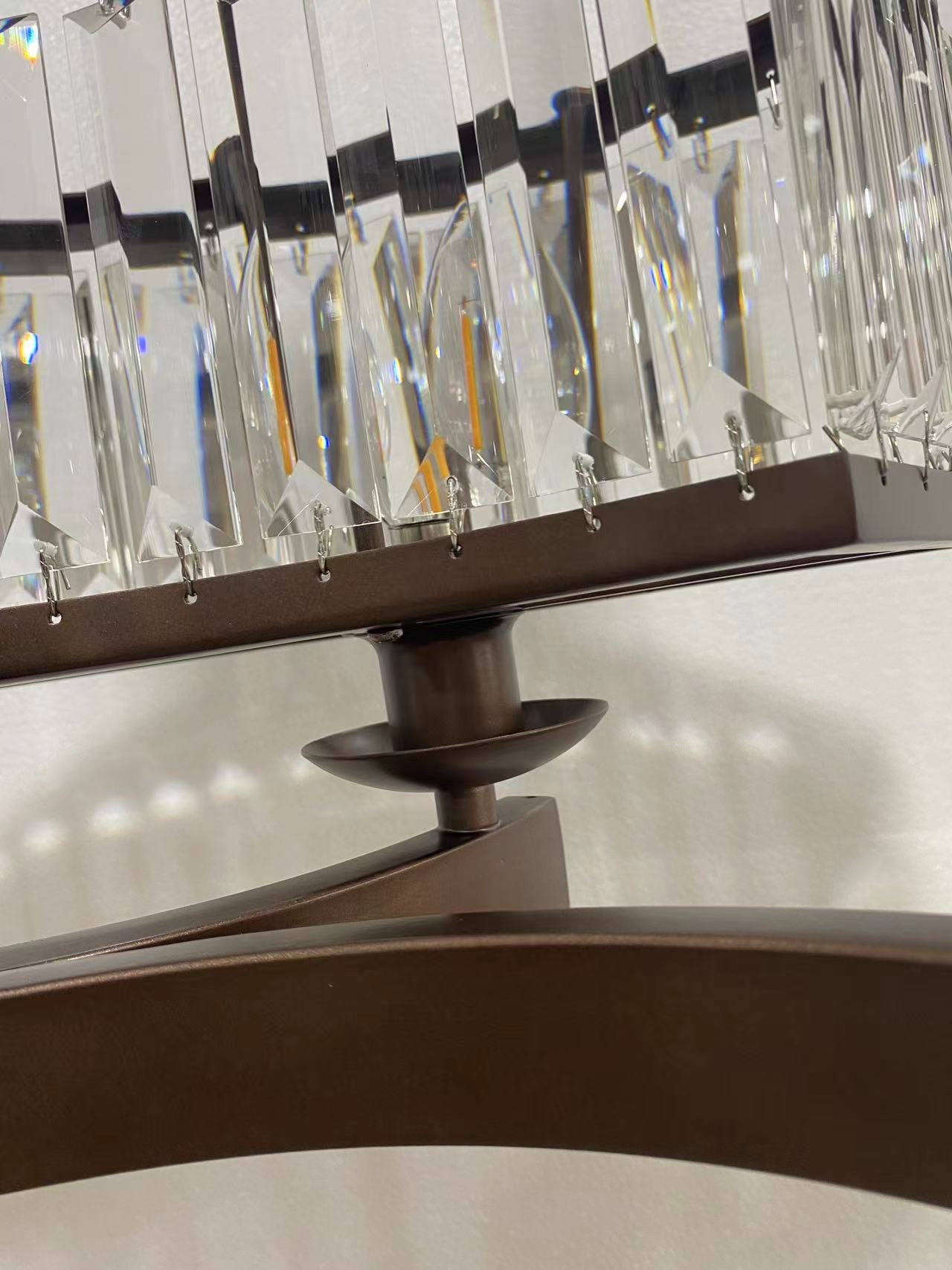 Decorative 6/ 8/ 10/ 12 - Light Crystal Ceiling Chandelier Triangular Prism Island Light Fixture Metal Shade for Living Room - 2 Layers/ 12+6 Lights/ D41.3"*H29.5"/37kgGoldWarm LightBlushlighting