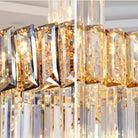 Decorative Large Vertical Crystal Staircase Chandelier Foyer Ceiling Light Fixture Lamp In Gray/ Amber Brim - L15.8"*W15.8"*H55.1"Smoky GrayWarm LightBlushlighting
