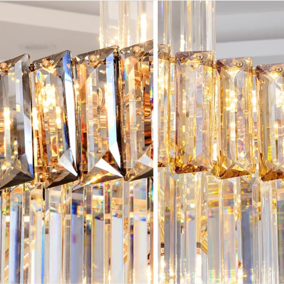 Decorative Large Vertical Crystal Staircase Chandelier Foyer Ceiling Light Fixture Lamp In Gray/ Amber Brim - L15.8"*W15.8"*H55.1"Smoky GrayWarm LightBlushlighting