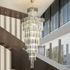 Decorative Large Vertical Crystal Staircase Chandelier Foyer Ceiling Light Fixture Lamp In Gray/ Amber Brim - L15.8"*W15.8"*H55.1"Smoky GrayWarm LightBlushlighting
