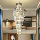 Decorative Large Vertical Crystal Staircase Chandelier Foyer Ceiling Light Fixture Lamp In Gray/ Amber Brim - L15.8"*W15.8"*H55.1"Smoky GrayWarm LightBlushlighting