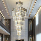 Decorative Large Vertical Crystal Staircase Chandelier Foyer Ceiling Light Fixture Lamp In Gray/ Amber Brim - L15.8"*W15.8"*H55.1"Smoky GrayWarm LightBlushlighting