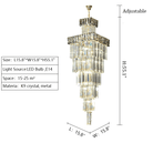 Decorative Large Vertical Crystal Staircase Chandelier Foyer Ceiling Light Fixture Lamp In Gray/ Amber Brim - L15.8"*W15.8"*H55.1"Smoky GrayWarm LightBlushlighting