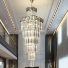 Decorative Large Vertical Crystal Staircase Chandelier Foyer Ceiling Light Fixture Lamp In Gray/ Amber Brim - L15.8"*W15.8"*H55.1"Smoky GrayWarm LightBlushlighting
