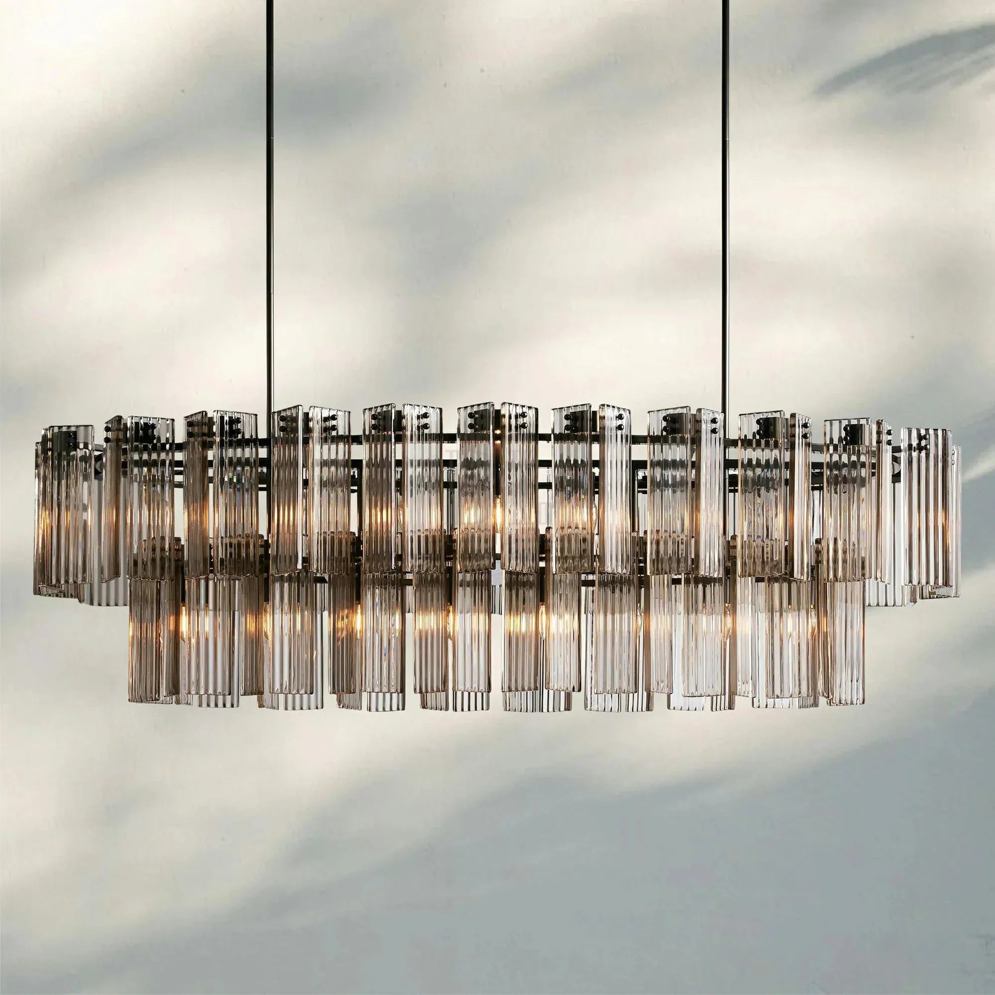 Delsia Oval Chandelier-63''-Bronze-Smoke