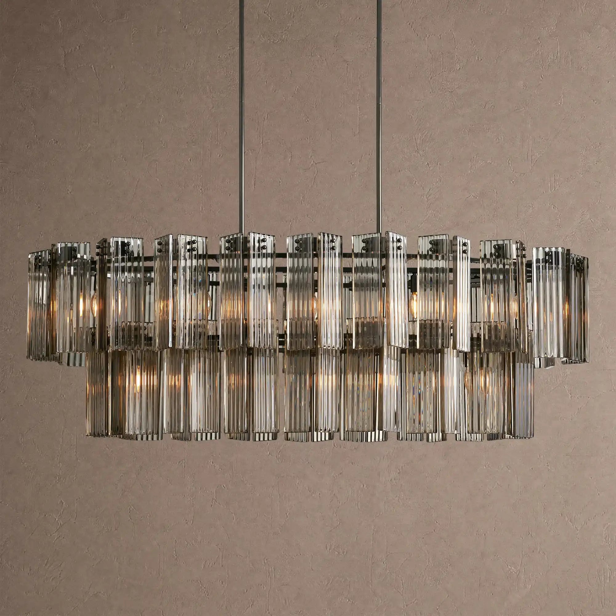 Delsie Oval Chandelier - 63''BlackSmokeBlushlighting