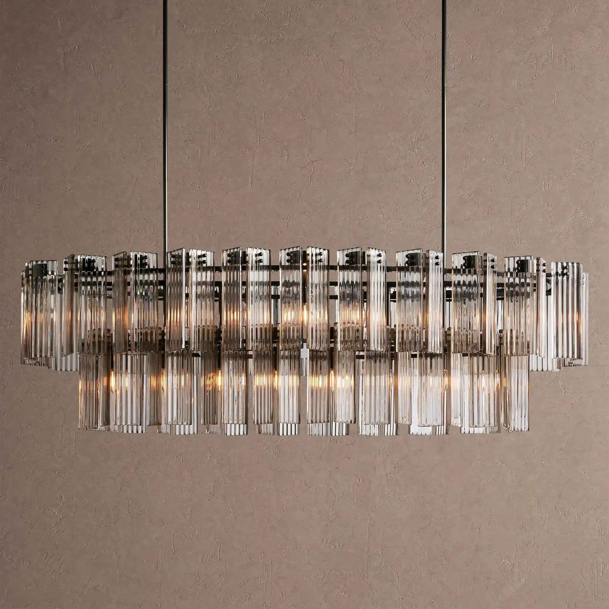 Delsie Oval Chandelier - 72''BlackSmokeBlushlighting