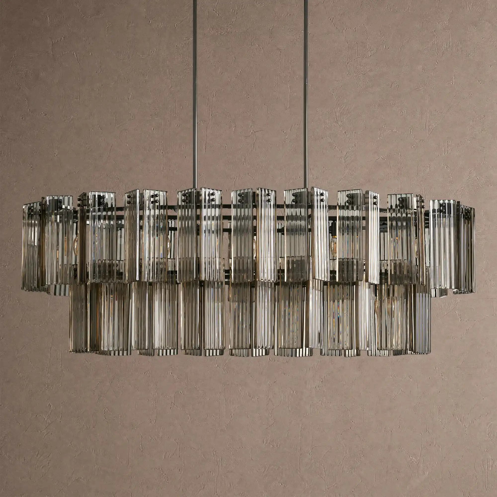 Delsie Oval Chandelier - 63''BlackSmokeBlushlighting