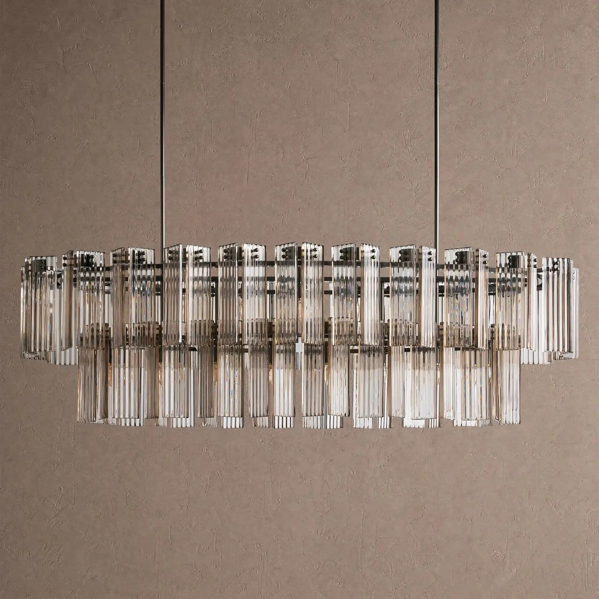 Delsie Oval Chandelier - 72''BlackClearBlushlighting