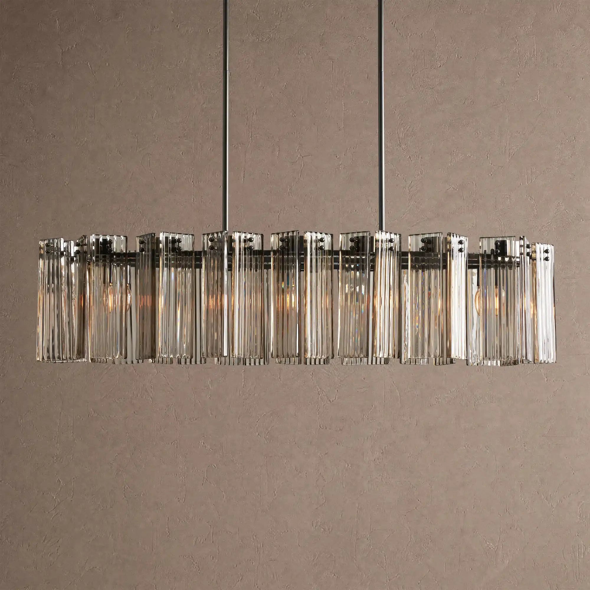Delsie Oval Chandelier - 51''BrassSmokeBlushlighting