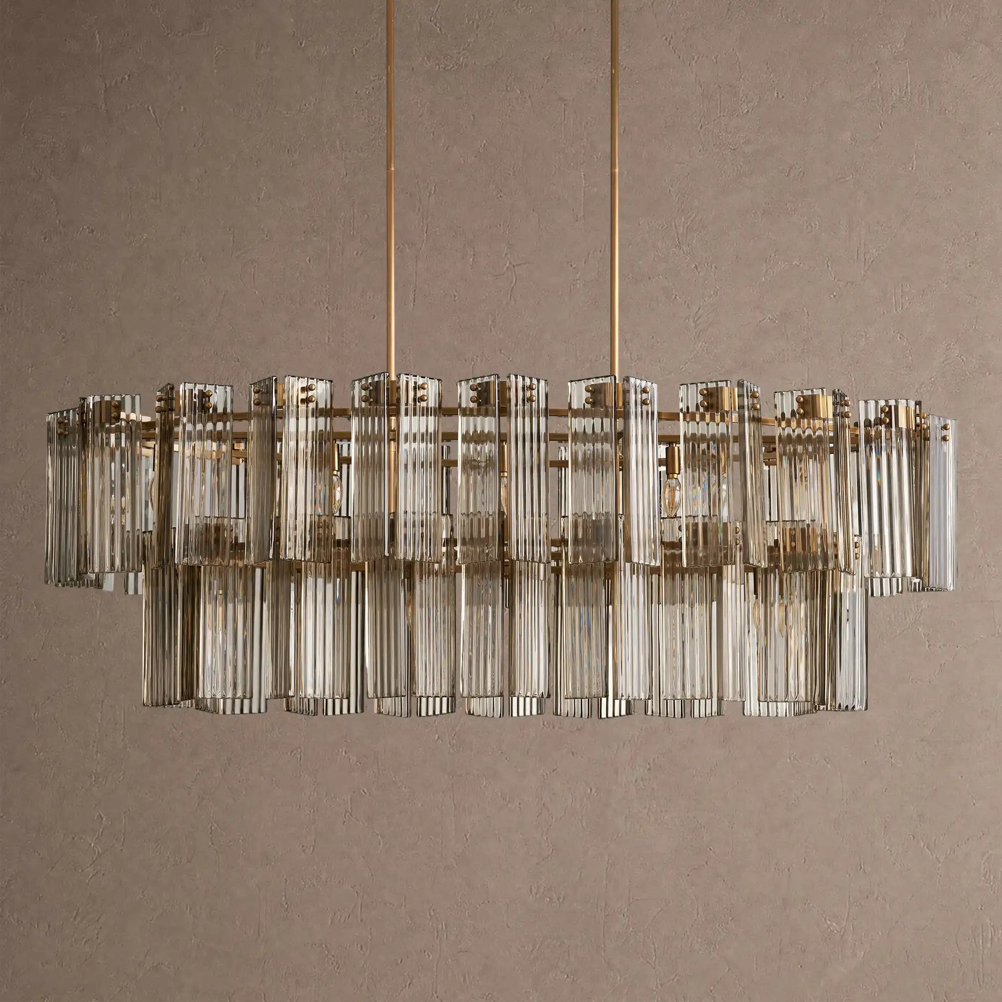 Delsie Oval Chandelier - 72''BlackClearBlushlighting