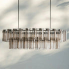 Delsie Oval Chandelier - 51''BronzeSmokeBlushlighting