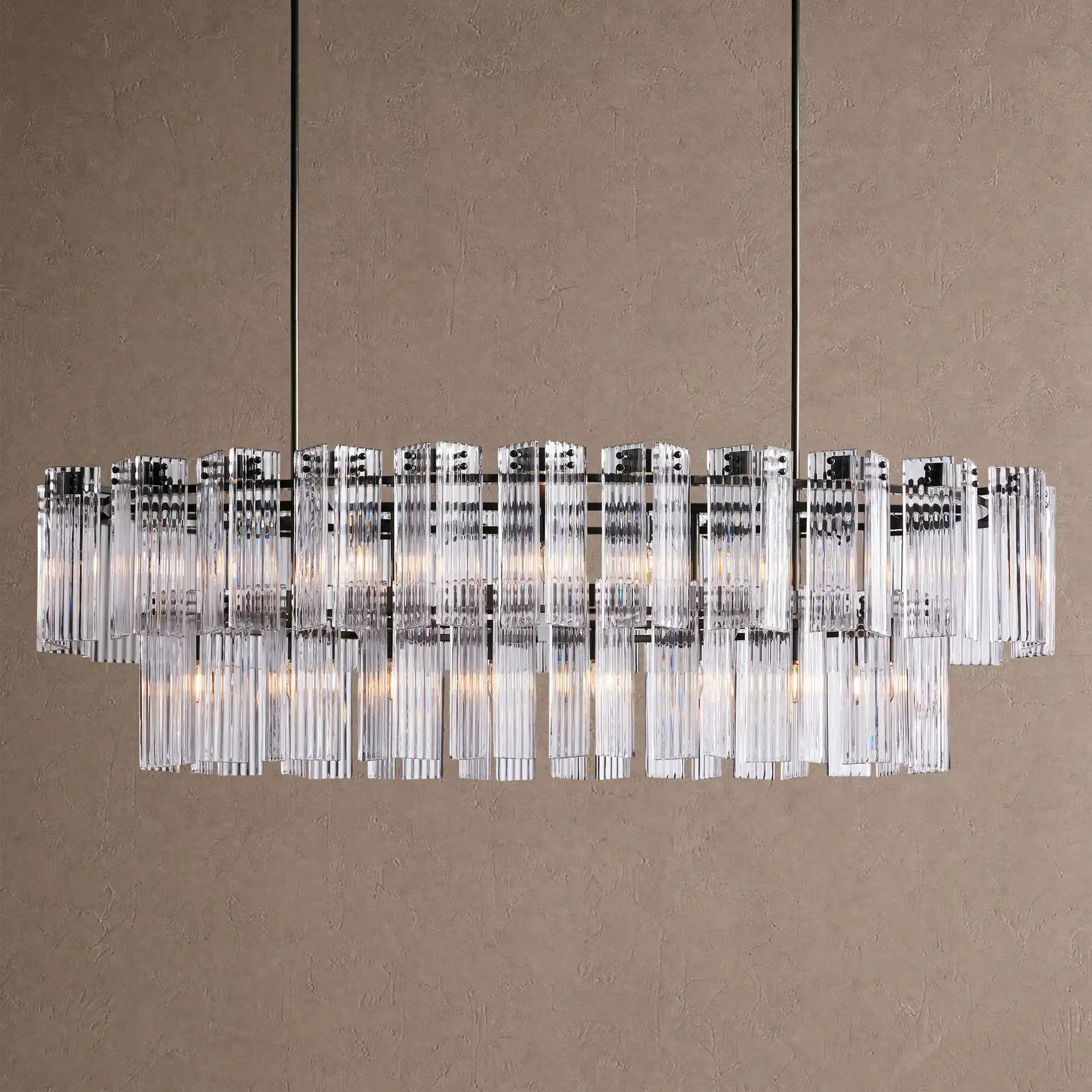 Delsie Oval Chandelier - 72''BlackClearBlushlighting