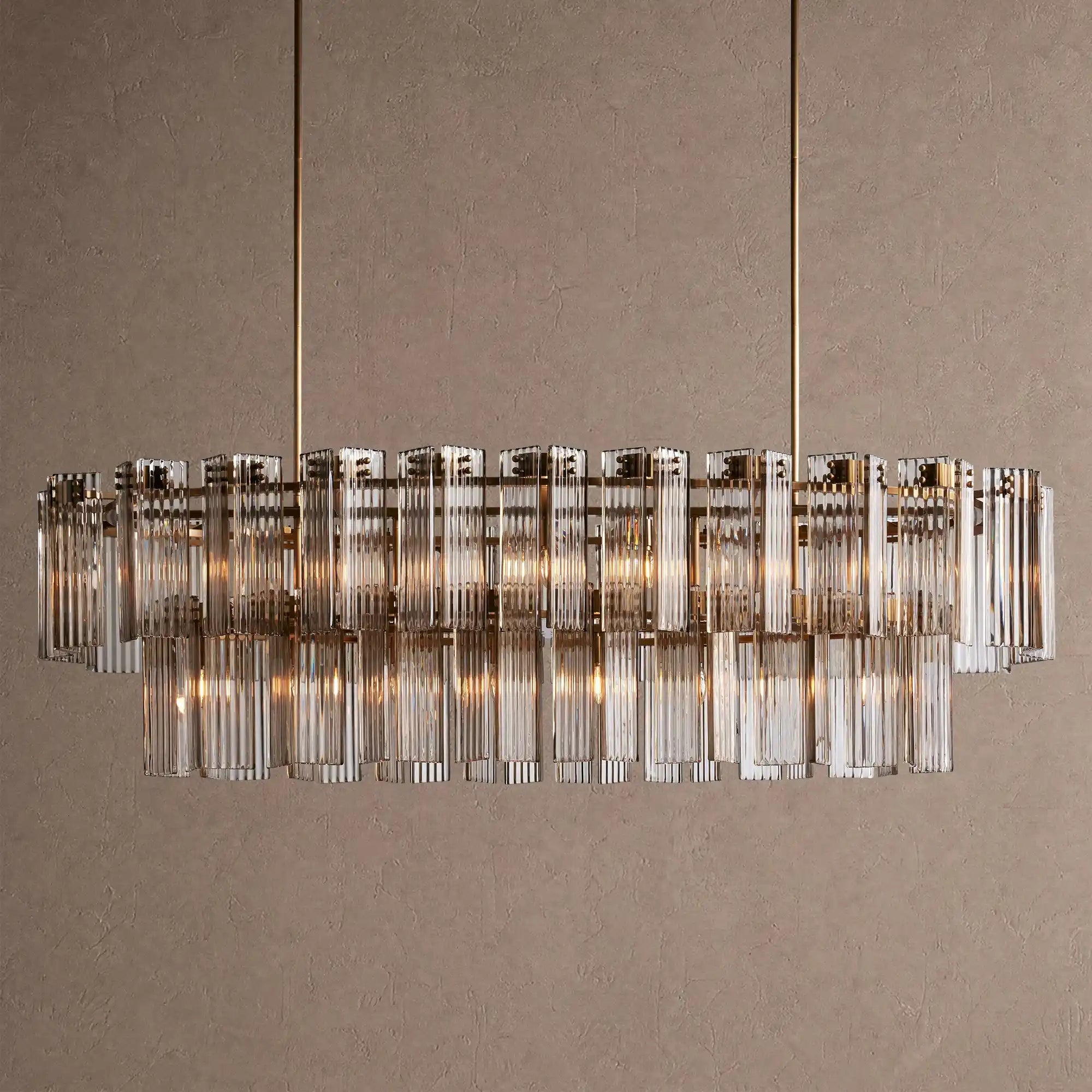 Delsie Oval Chandelier - 72''BrassSmokeBlushlighting