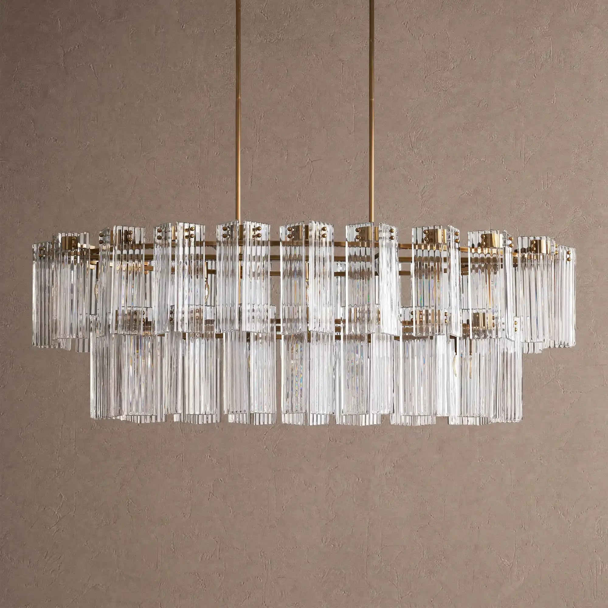 Delsie Oval Chandelier - 63''BrassClearBlushlighting