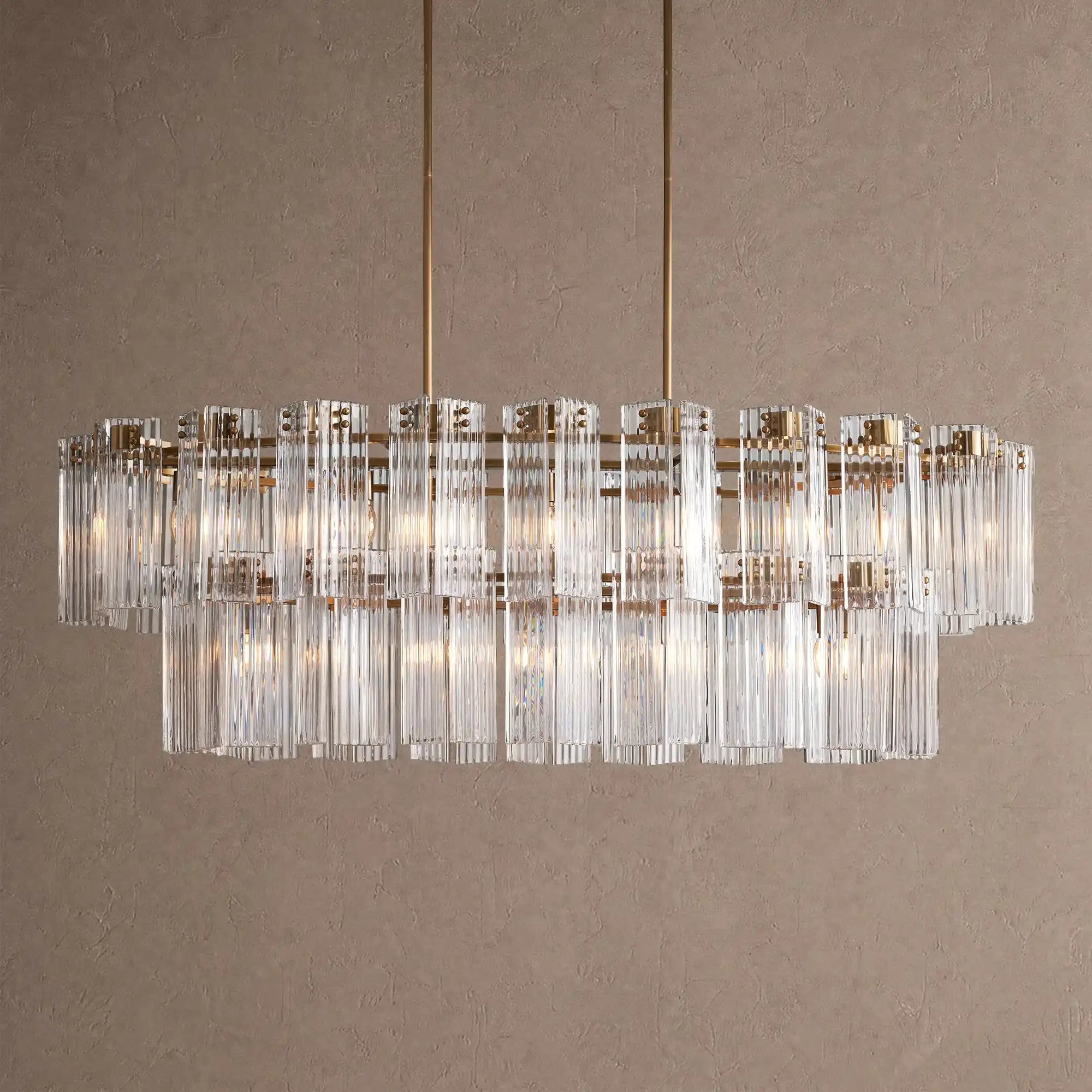 Delsie Oval Chandelier - 63''BrassClearBlushlighting