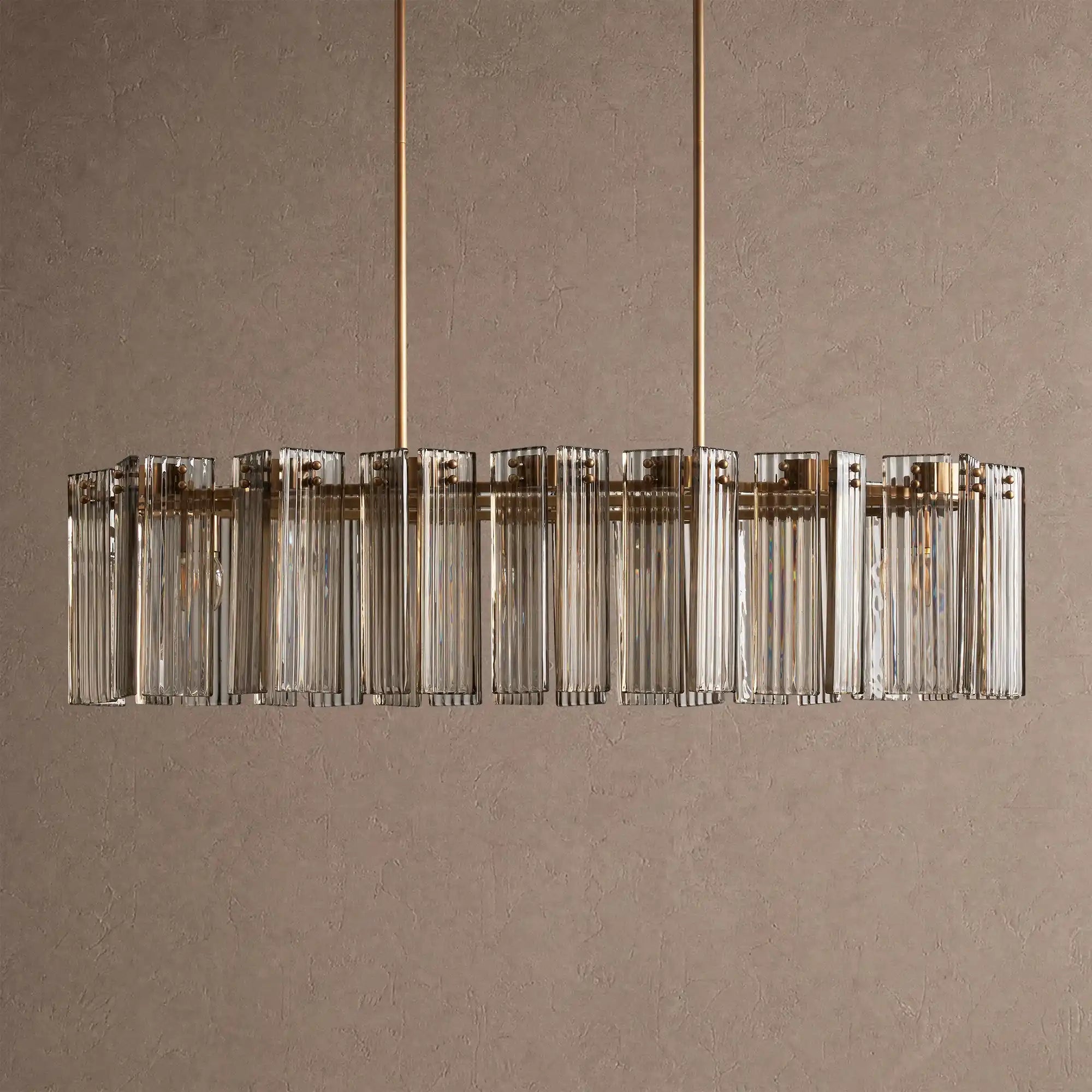 Delsie Oval Chandelier - 51''BrassSmokeBlushlighting