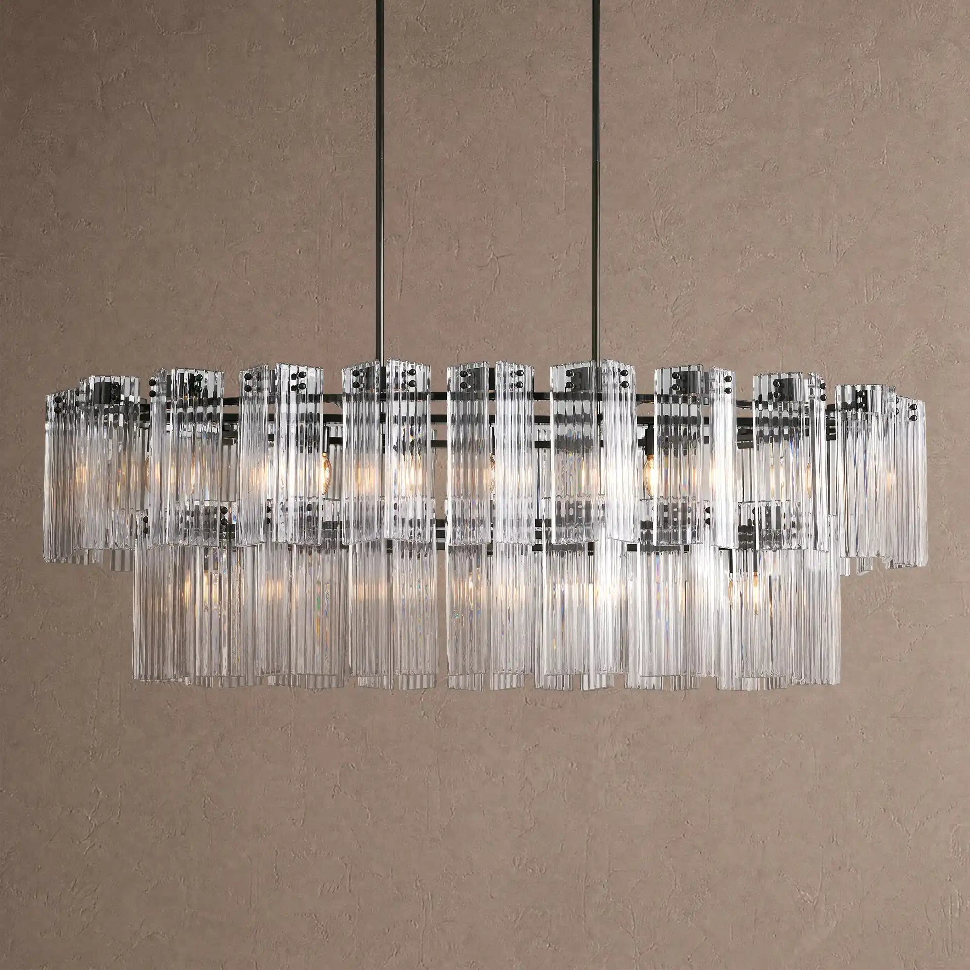Delsie Oval Chandelier - 63''BlackClearBlushlighting