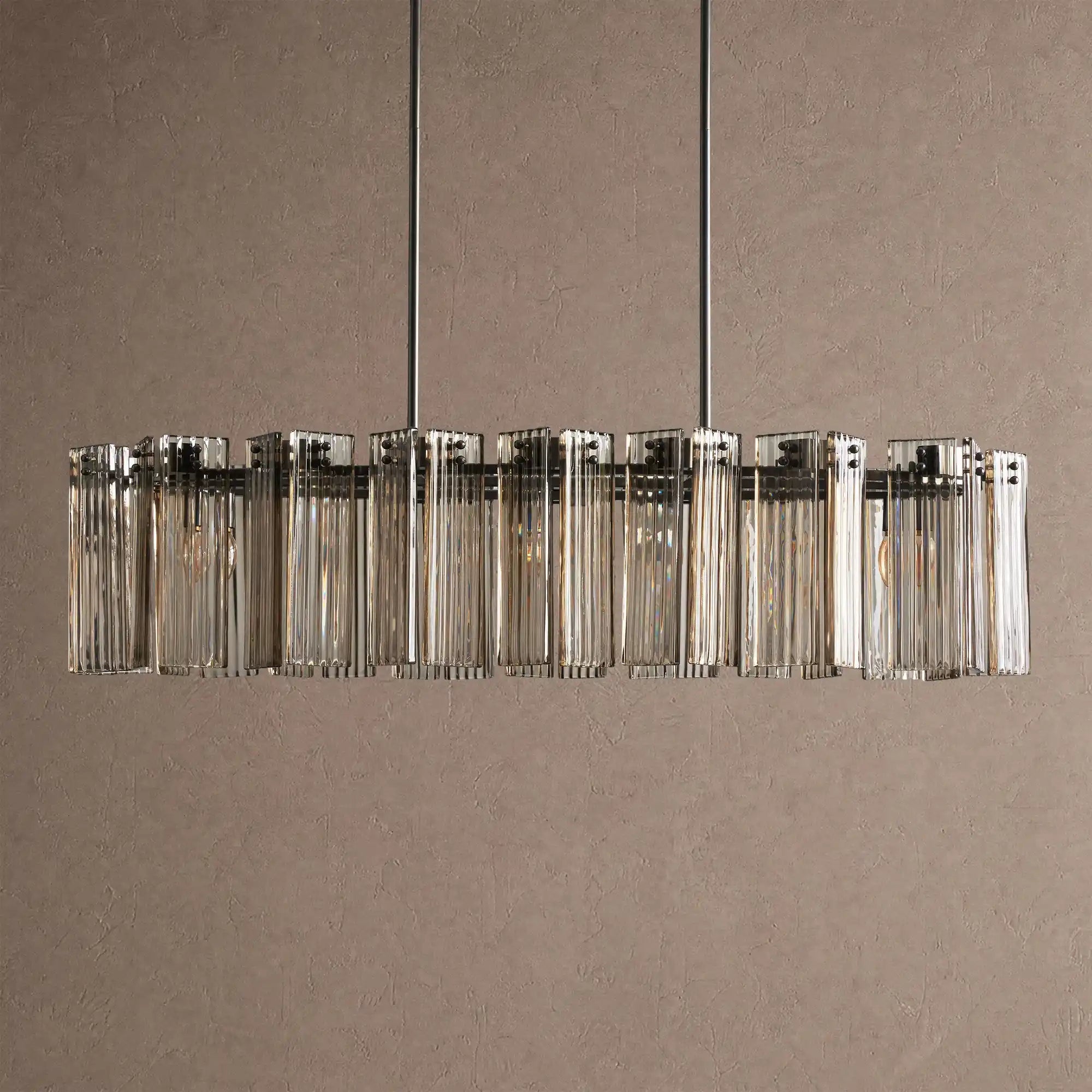 Delsie Oval Chandelier - 51''BlackSmokeBlushlighting
