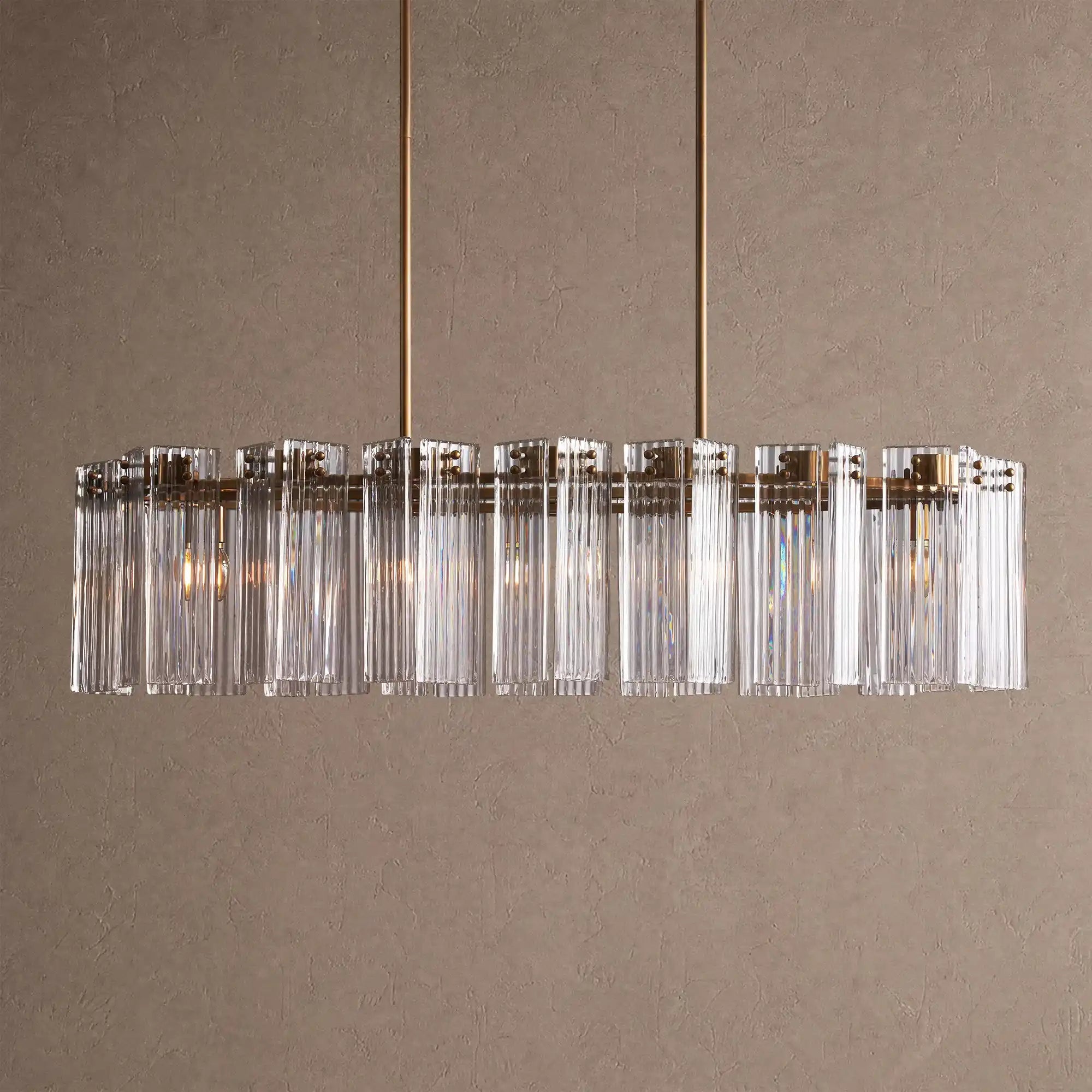 Delsie Oval Chandelier - 51''BrassClearBlushlighting