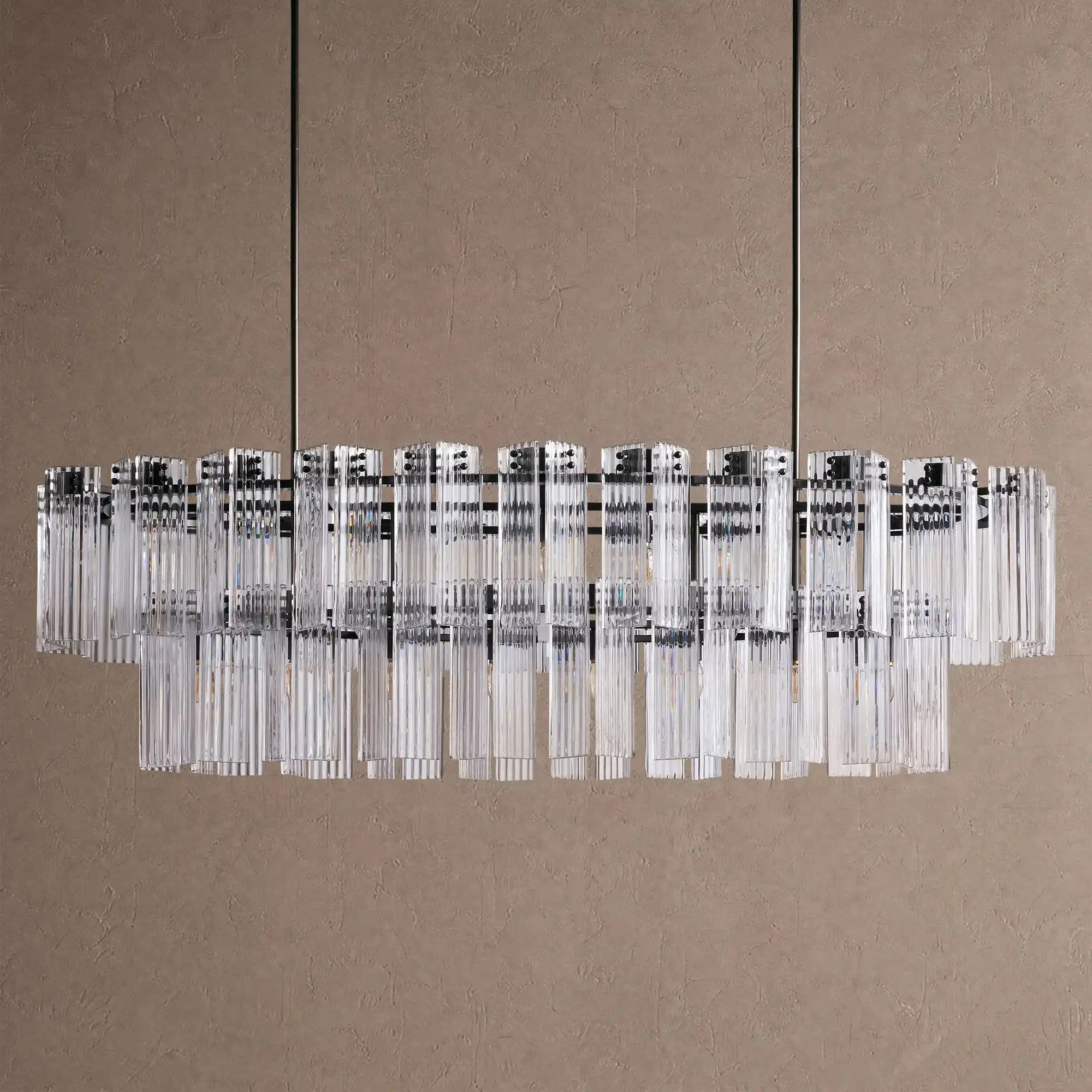 Delsie Oval Chandelier - 72''BrassClearBlushlighting