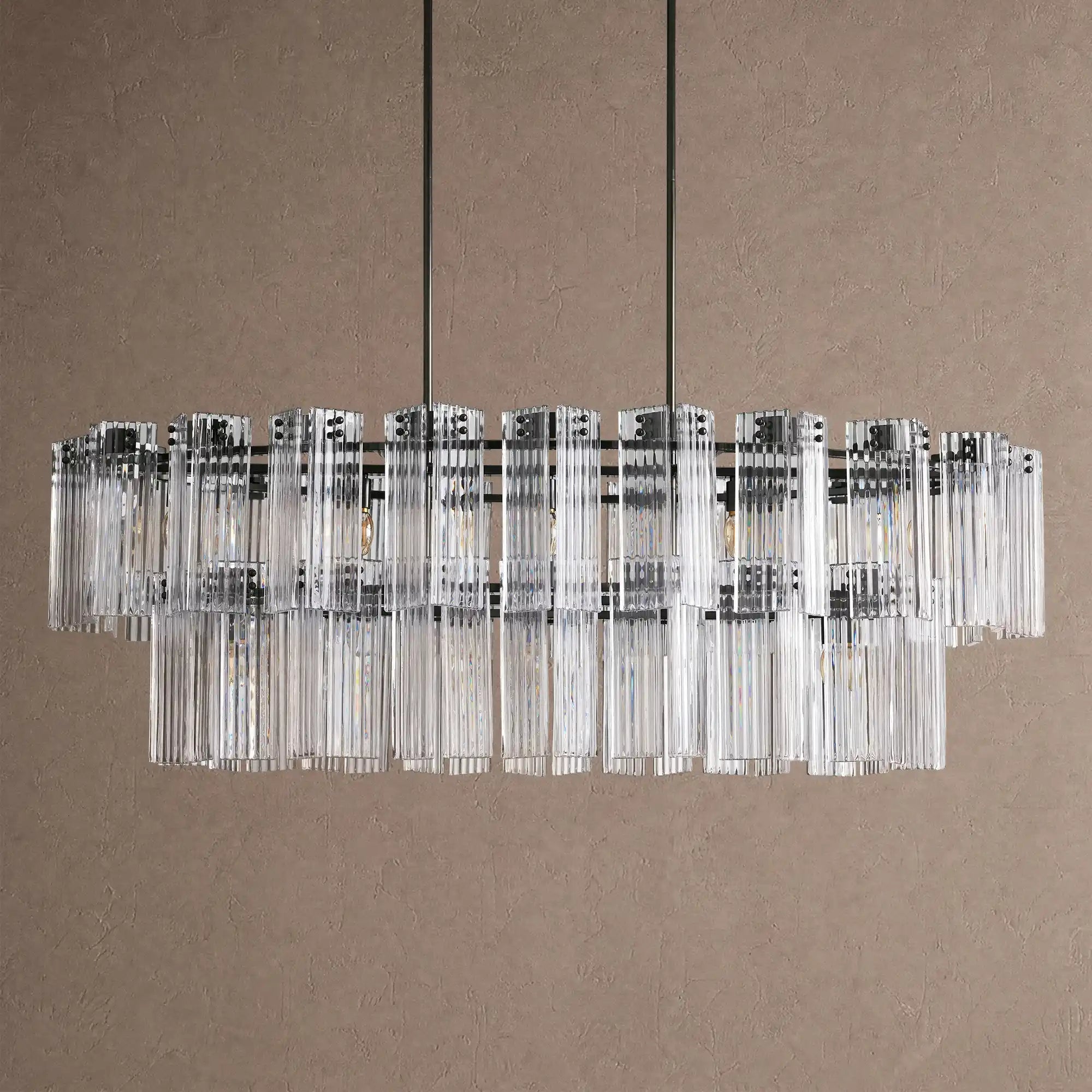 Delsie Oval Chandelier - 63''BlackClearBlushlighting