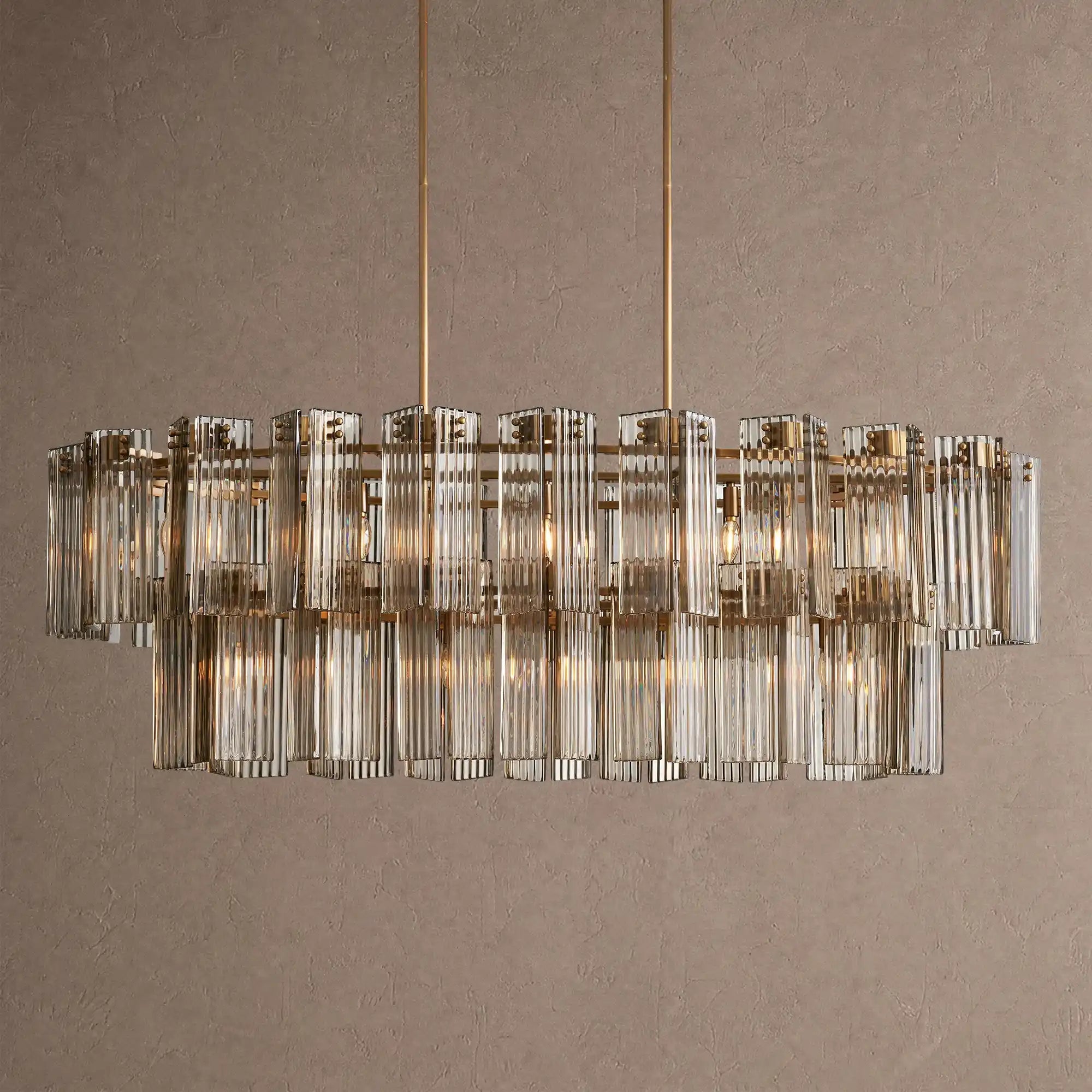 Delsie Oval Chandelier - 63''BrassSmokeBlushlighting