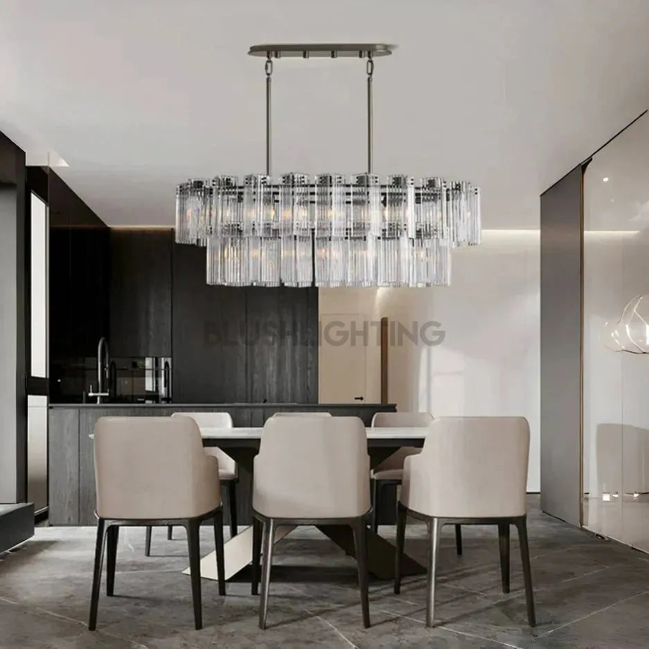 Delsie Oval Chandelier - 63''BronzeClearBlushlighting