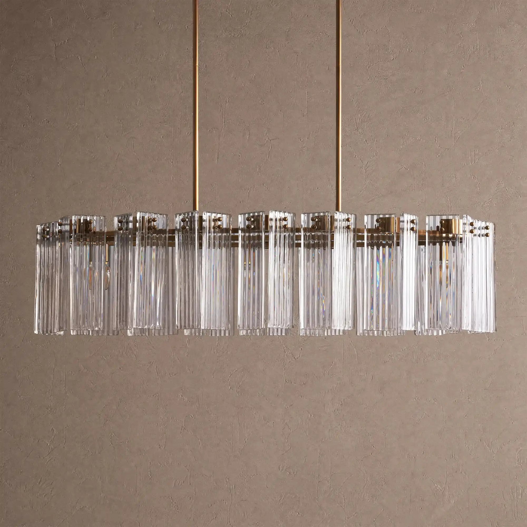 Delsie Oval Chandelier - 51''BrassClearBlushlighting