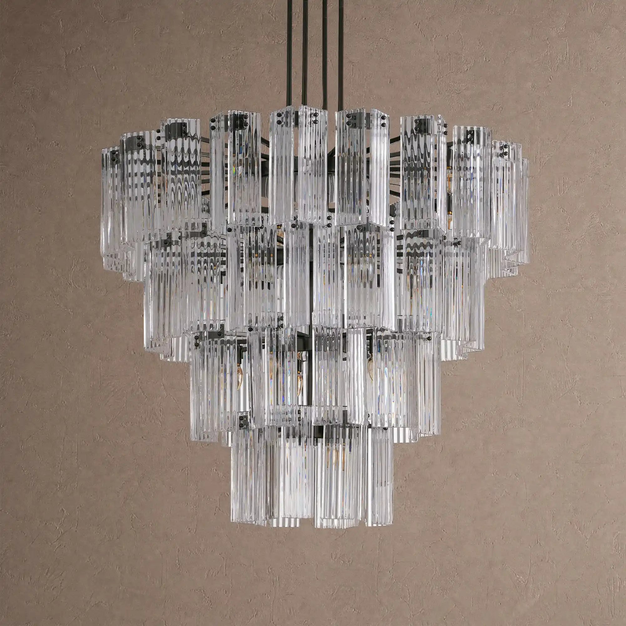 Delsie Round Chandelier 38''48''60'' - 48‘’BrassSmokeBlushlighting