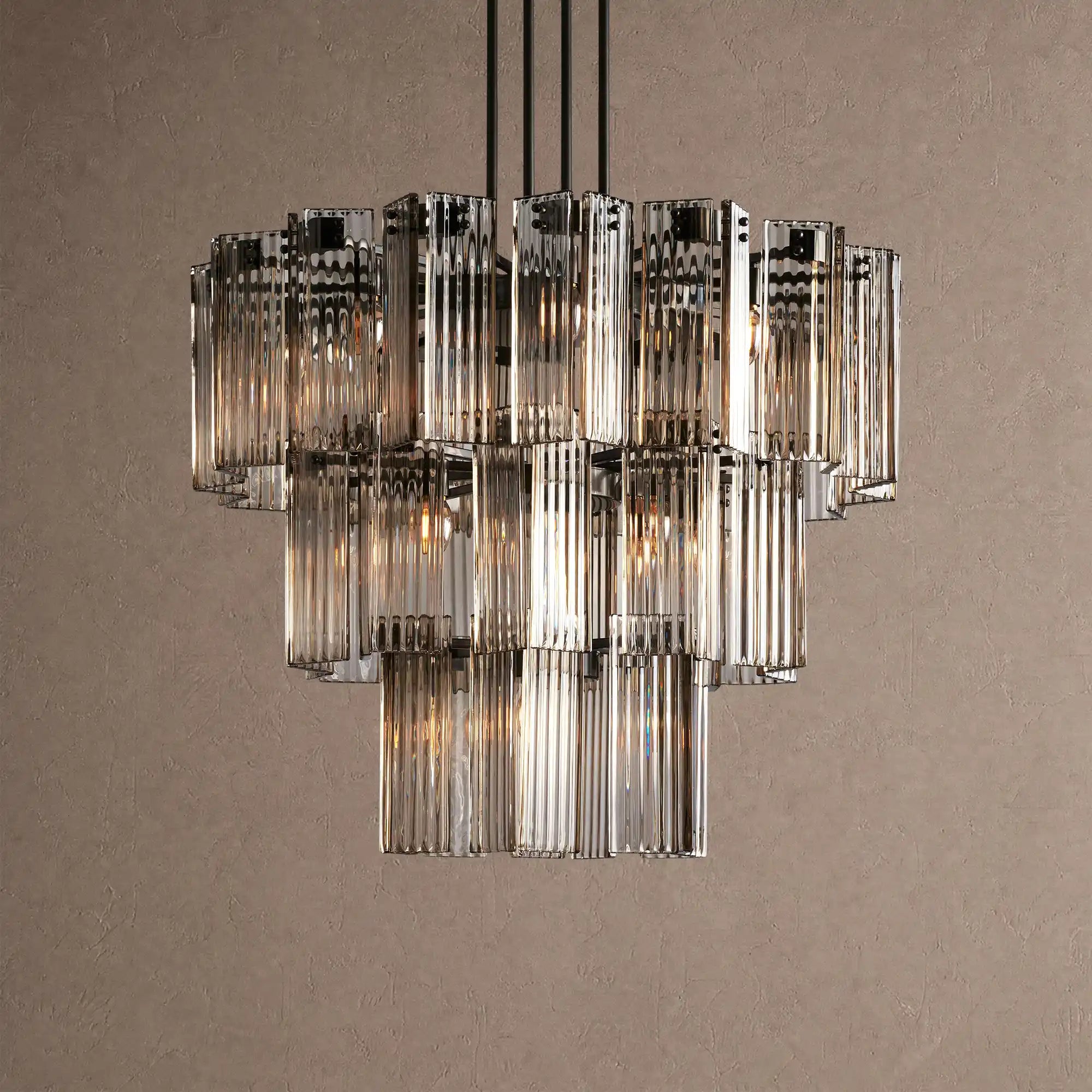 Delsie Round Chandelier 38''48''60'' - 38‘’BlackSmokeBlushlighting