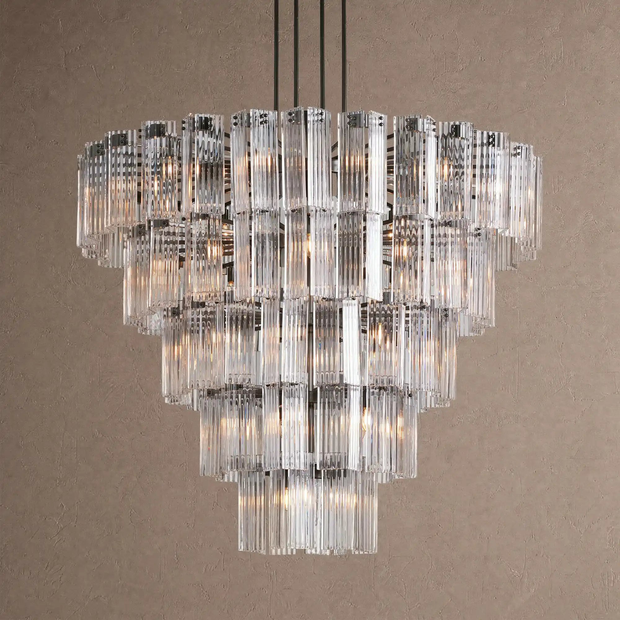 Delsie Round Chandelier 38''48''60'' - 60‘’BlackClearBlushlighting