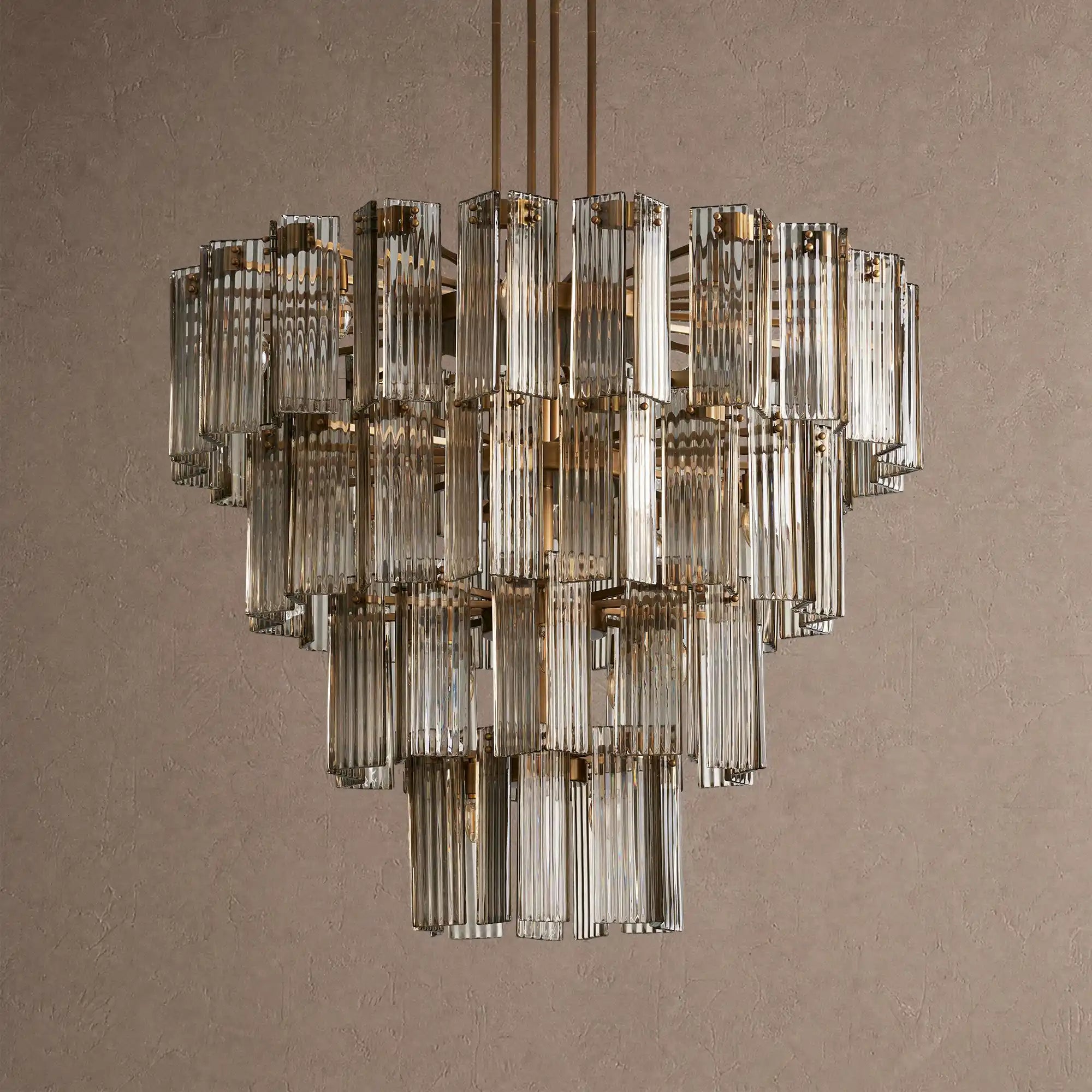 Delsie Round Chandelier 38''48''60'' - 48‘’BrassSmokeBlushlighting