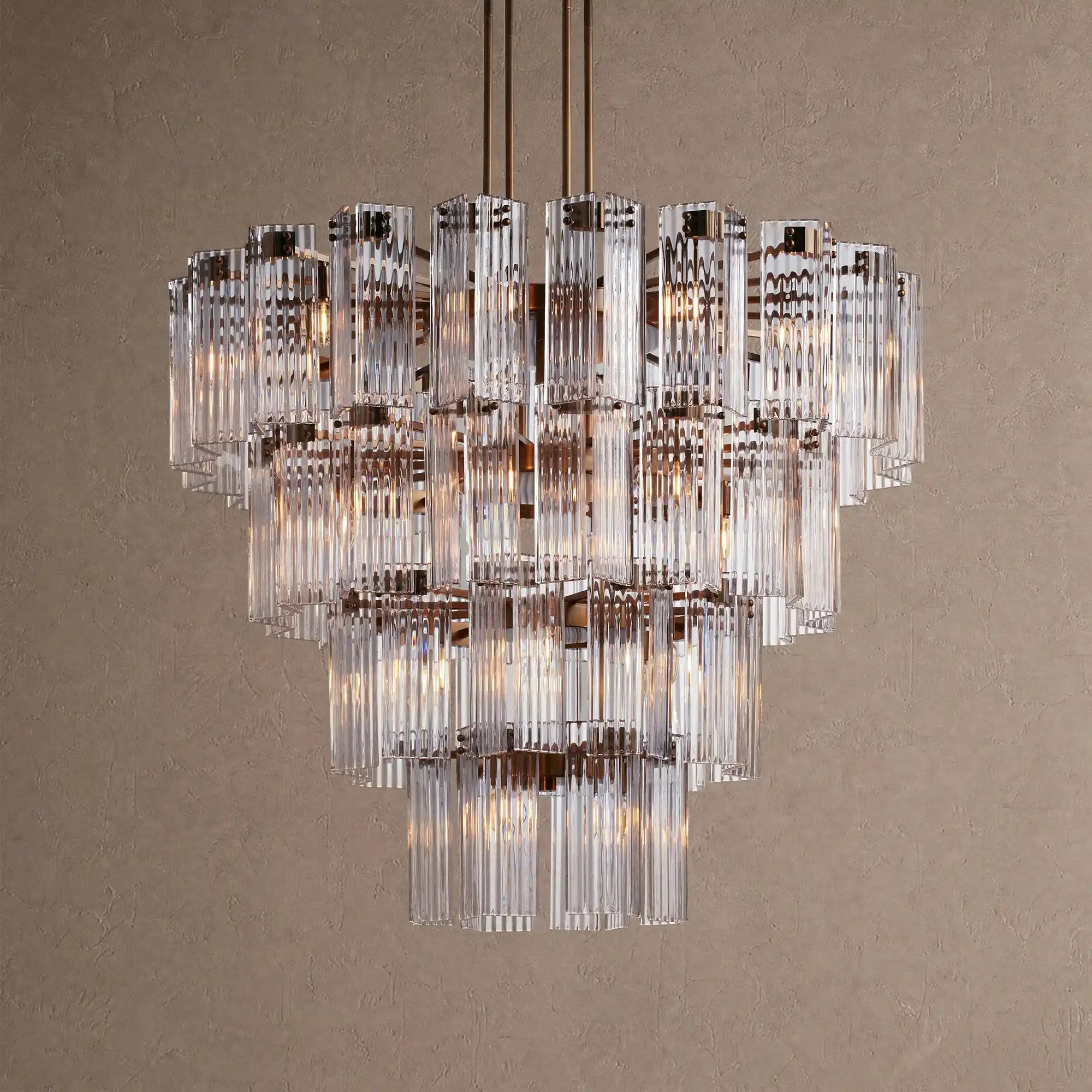 Delsie Round Chandelier 38''48''60'' - 48‘’BrassClearBlushlighting