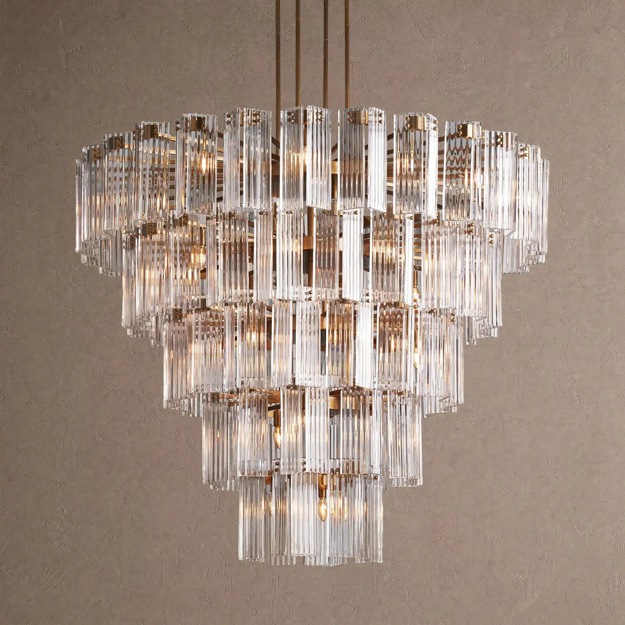 Delsie Round Chandelier 38''48''60'' - 60‘’BrassClearBlushlighting