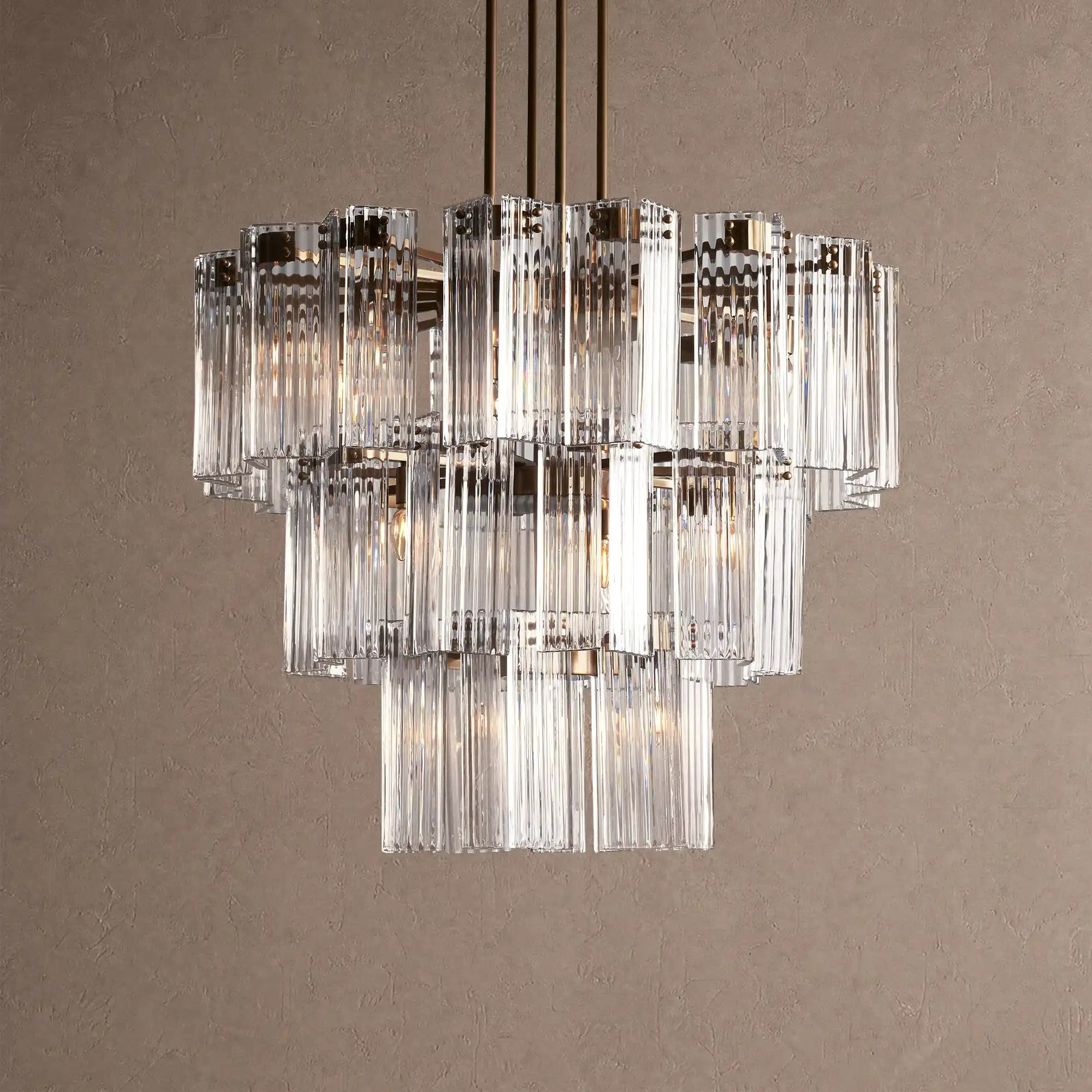 Delsie Round Chandelier 38''48''60'' - 38‘’BrassClearBlushlighting
