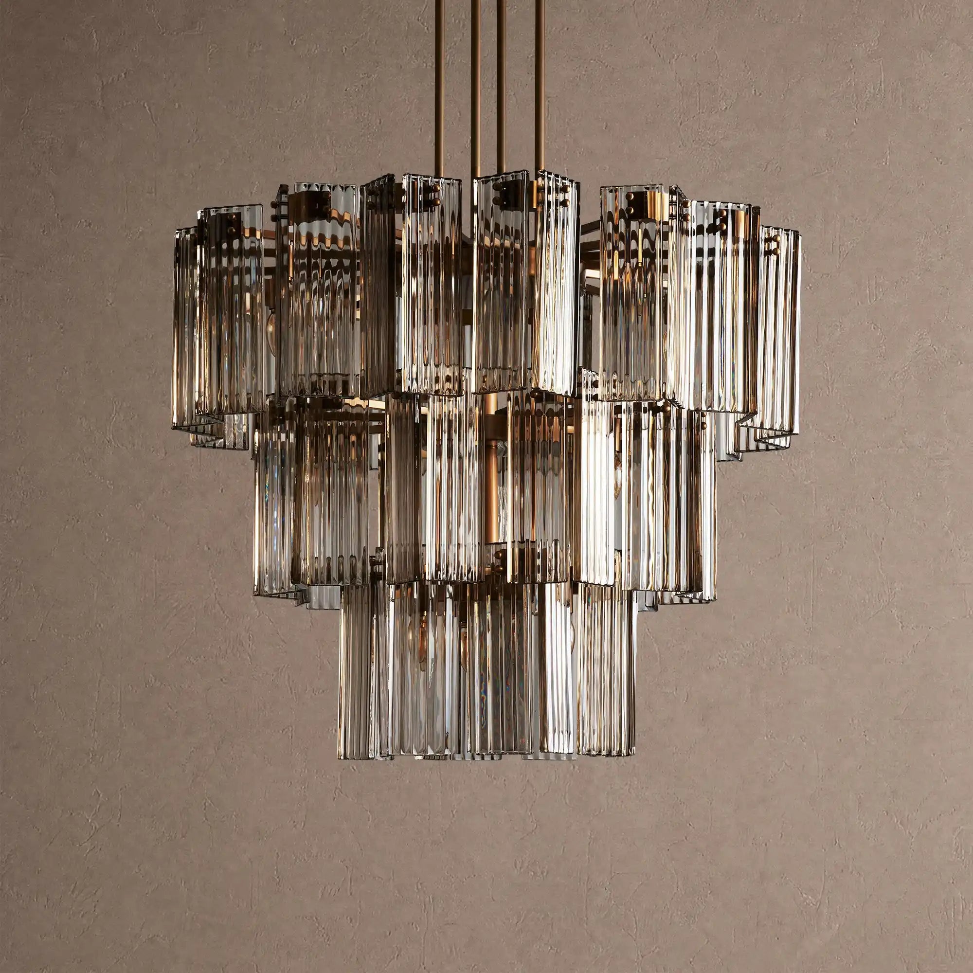 Delsie Round Chandelier 38''48''60'' - 38‘’BrassSmokeBlushlighting