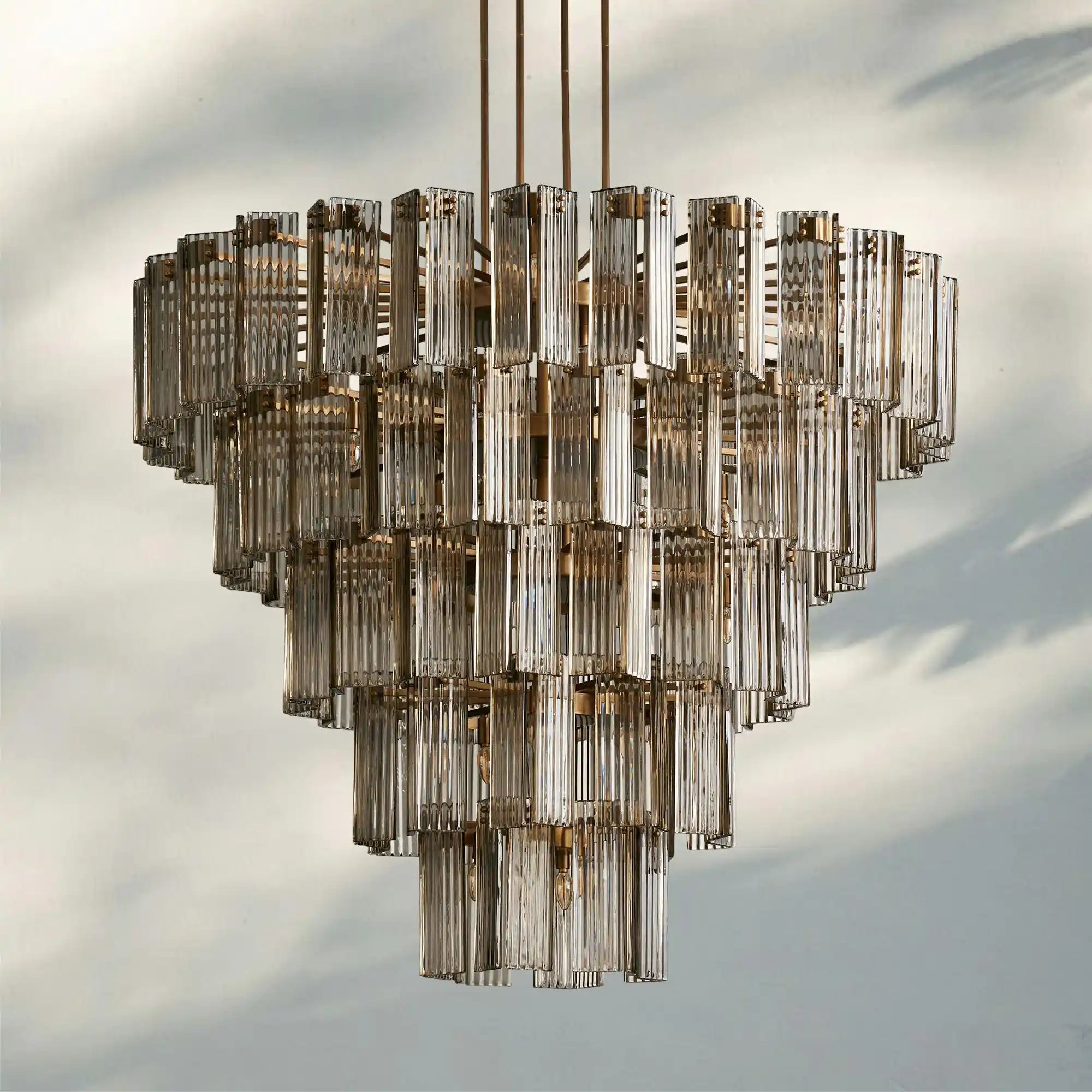 Delsie Round Chandelier 38''48''60'' - 60‘’BronzeClearBlushlighting