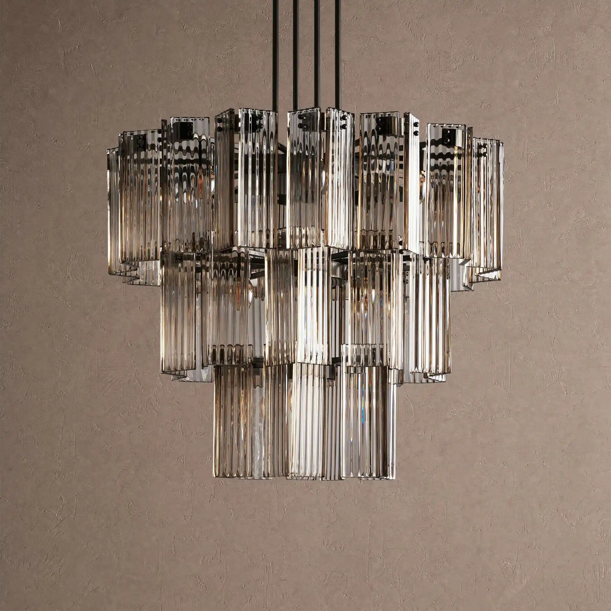 Delsie Round Chandelier 38''48''60'' - 38‘’BlackSmokeBlushlighting