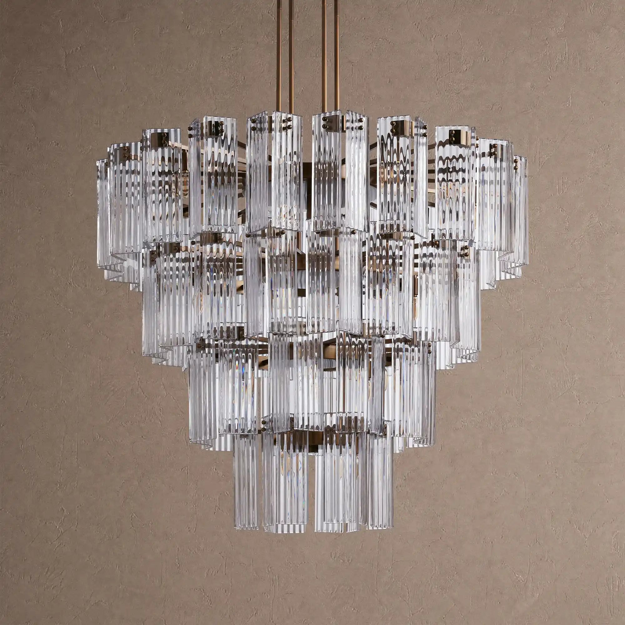 Delsie Round Chandelier 38''48''60'' - 48‘’BrassClearBlushlighting