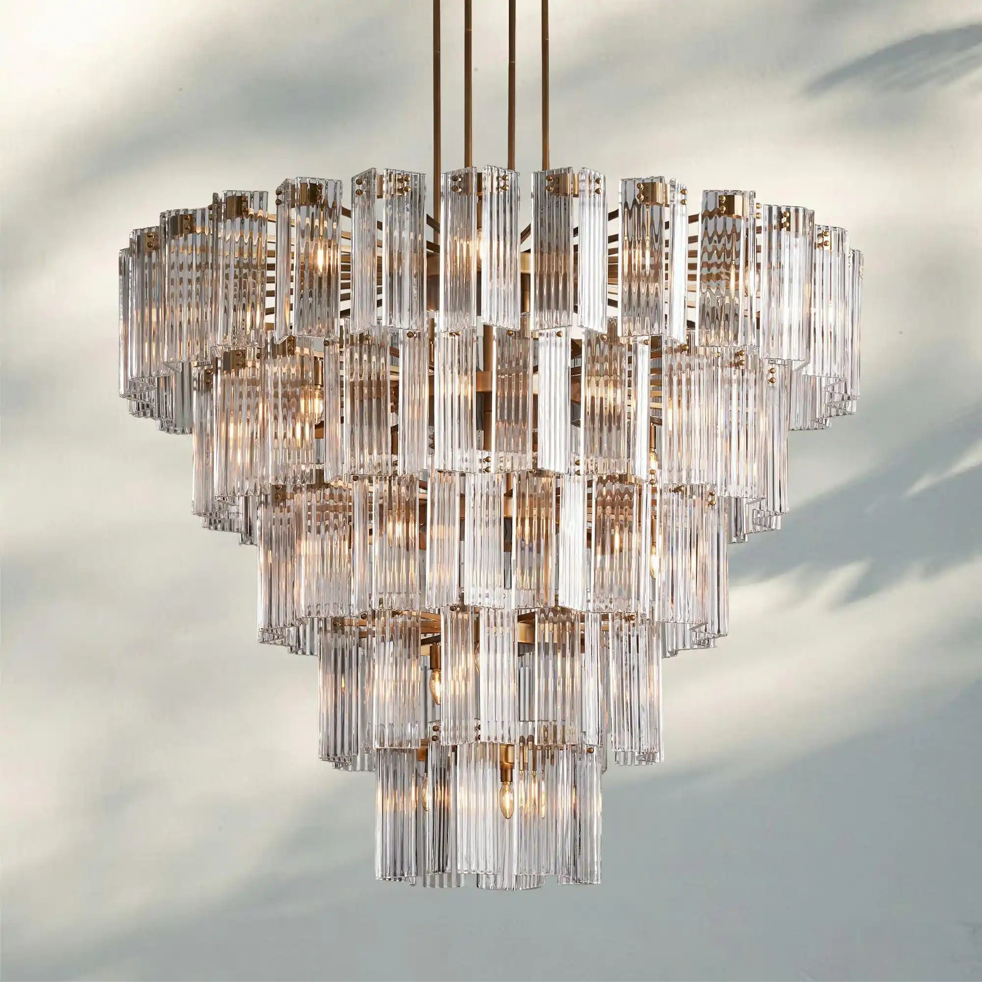 Delsie Round Chandelier 38''48''60'' - 60‘’BrassClearBlushlighting