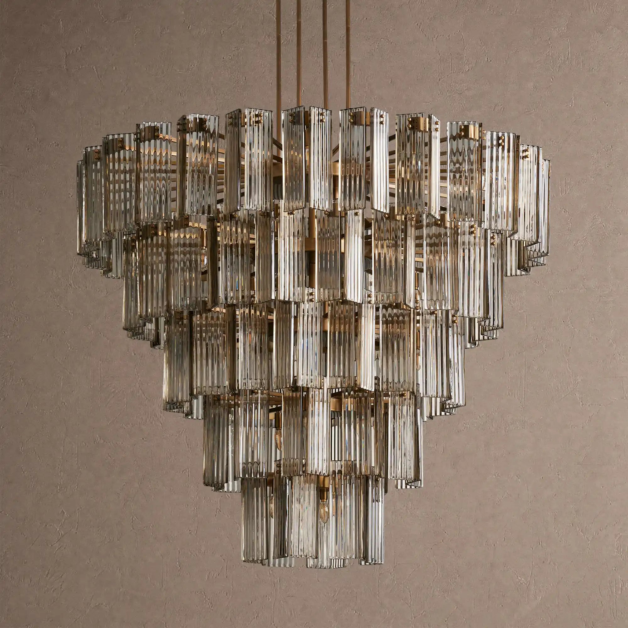 Delsie Round Chandelier 38''48''60'' - 60‘’BrassSmokeBlushlighting