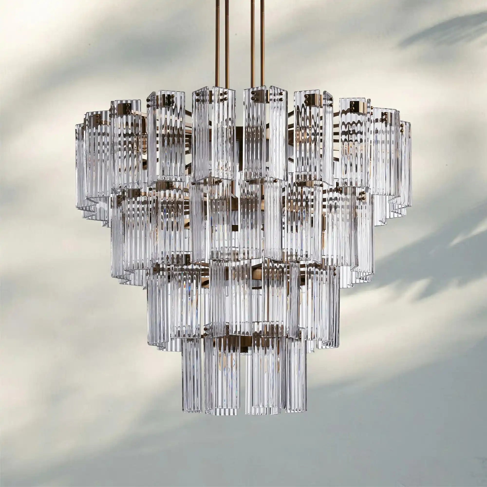 Delsie Round Chandelier 38''48''60'' - 48‘’BrassClearBlushlighting