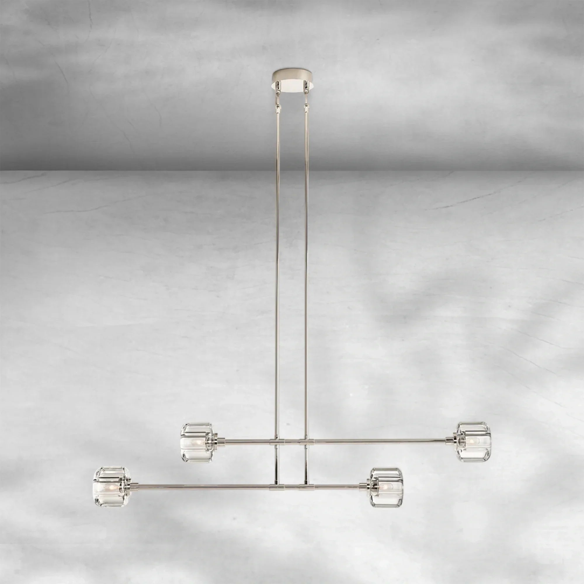Delume Mobile Linear Chandelier 54" 72" - 54"Polished NickelBlushlighting