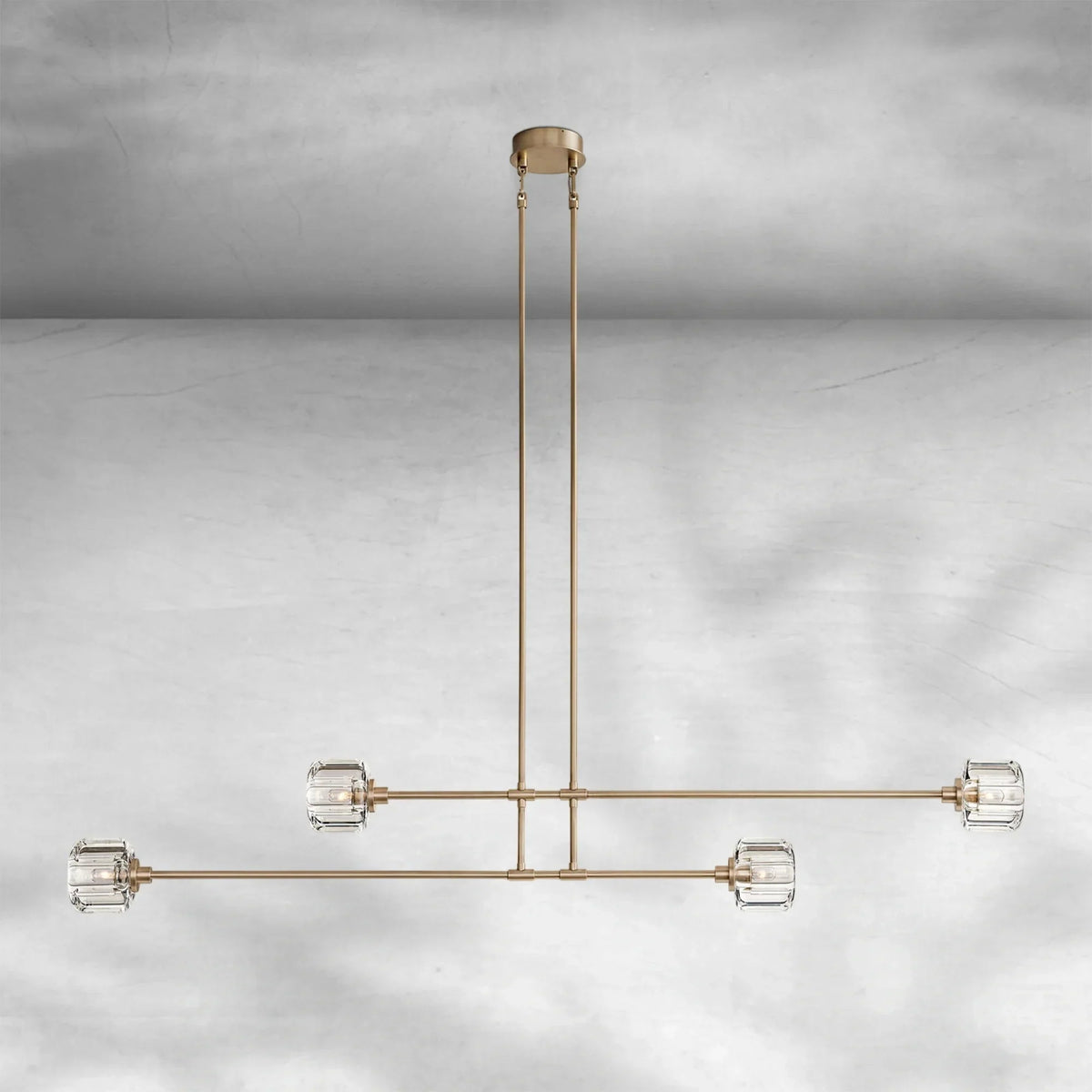 Delume Mobile Linear Chandelier 54" 72" - 72"Natural BrassBlushlighting