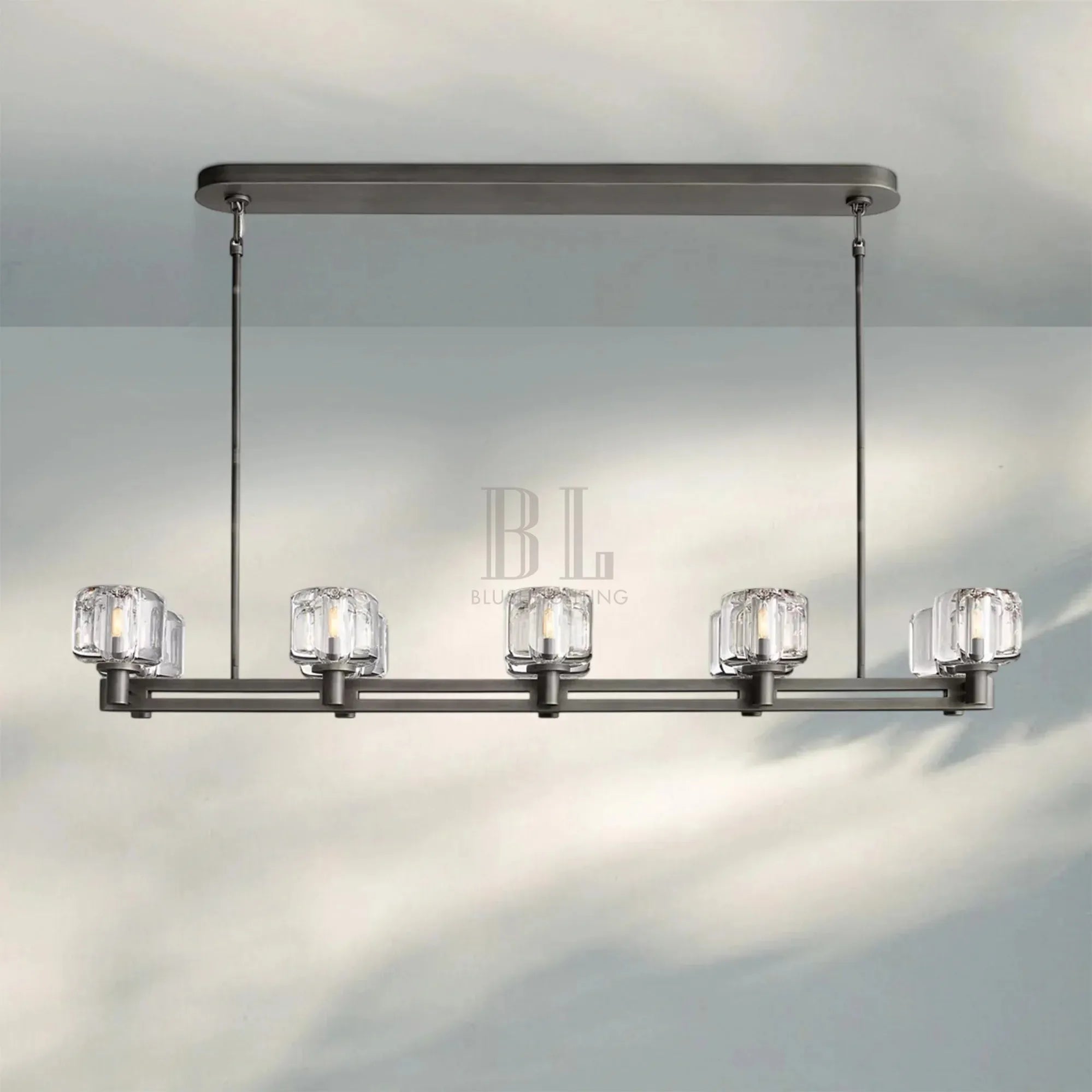 Demart Double Linear Chandelier 54'' 72''-54"W x 13¼"D x 7"H-Black-