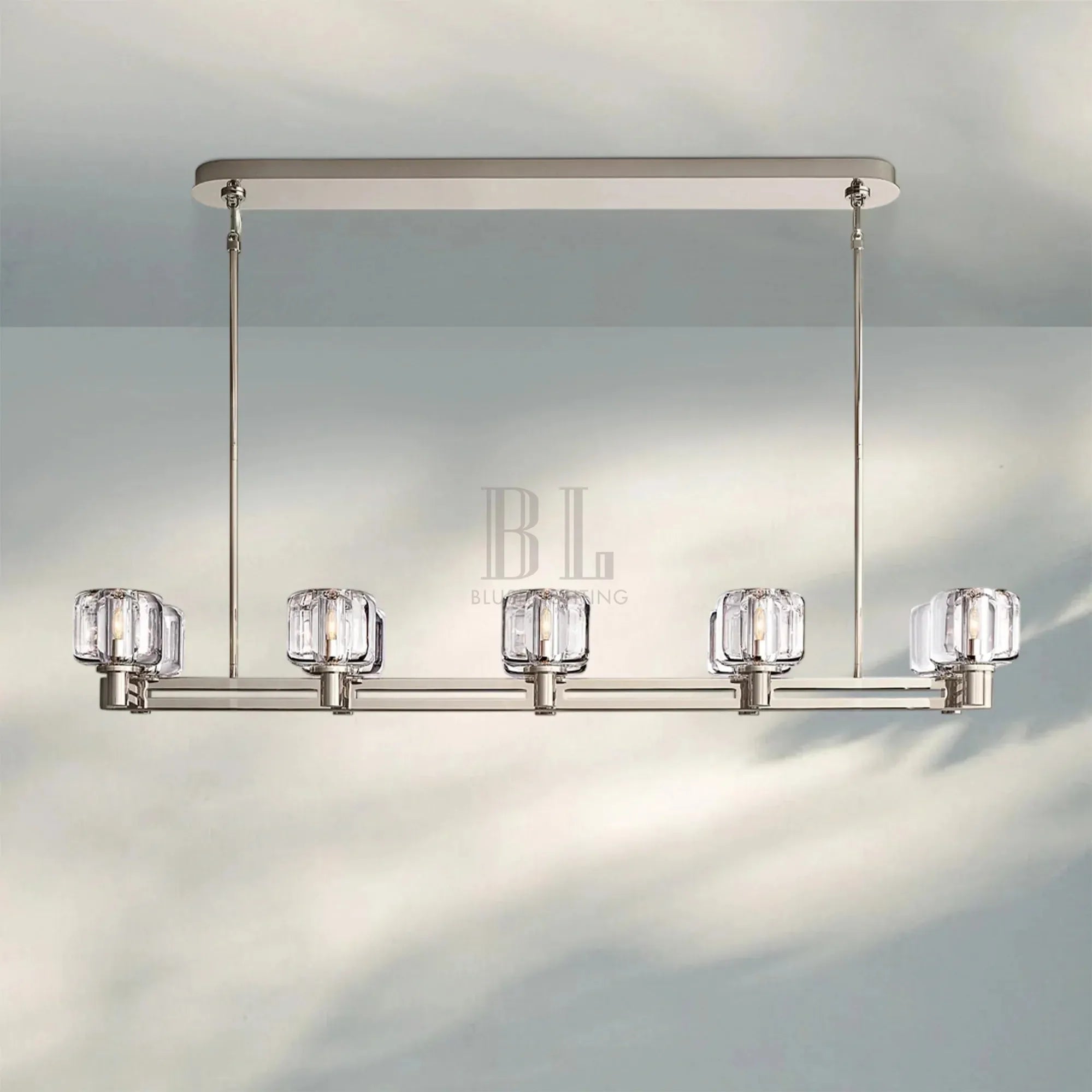 Demart Double Linear Chandelier 54'' 72''-54"W x 13¼"D x 7"H-Polished Nickel-