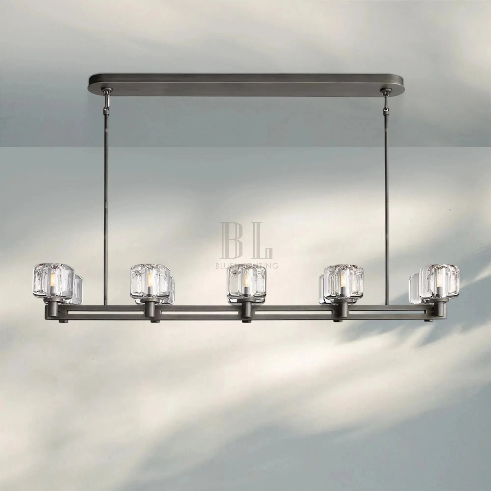 Demart Double Linear Chandelier 54'' 72''-54"W x 13¼"D x 7"H-Black-